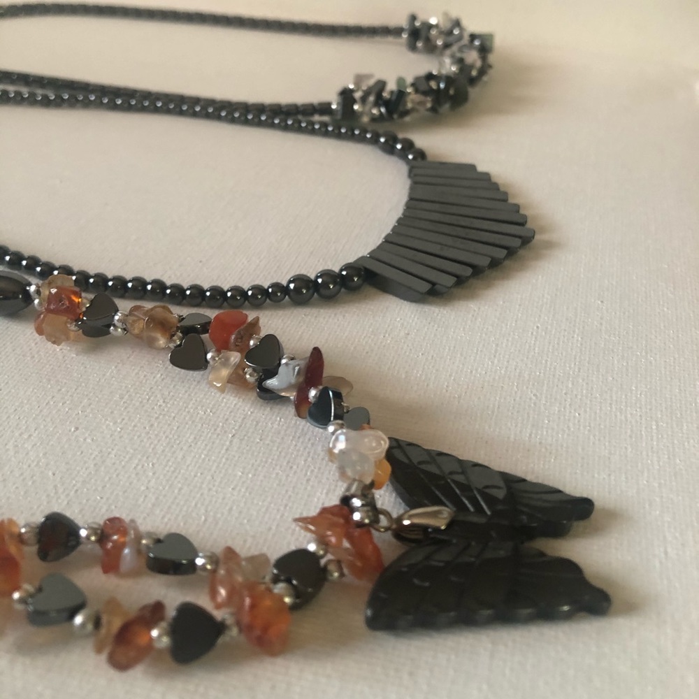 Lot of 3 Hematite Necklaces